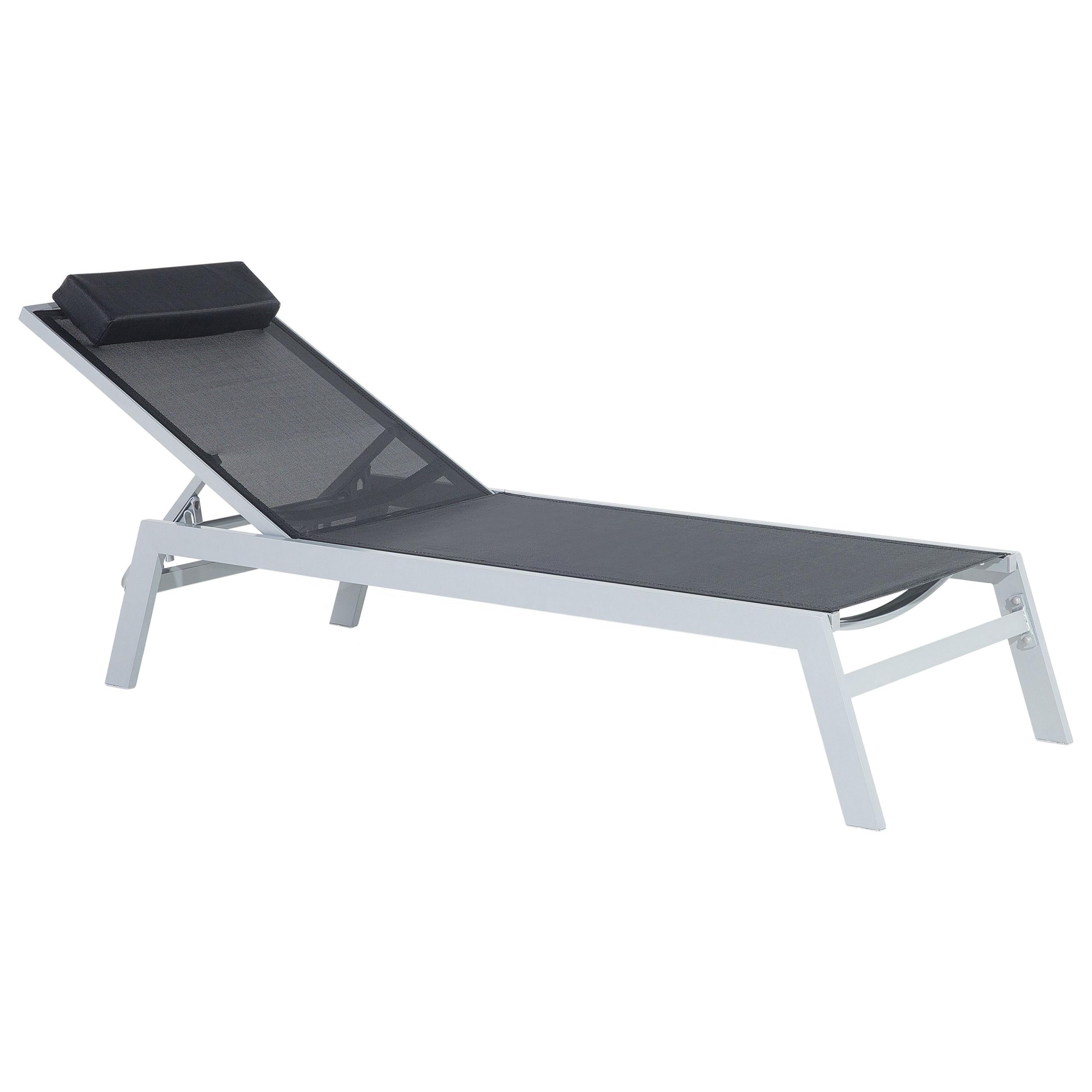 GARTENLIEGE Schwarz Catania - Schwarz, Metall (66/103/190cm) - Beliani