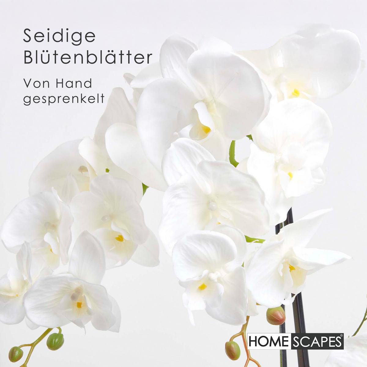 KUNSTBLUME Orchidee weiß im Deko-Topf, 82 cm - Weiß, Kunststoff (82cm) - Homescapes