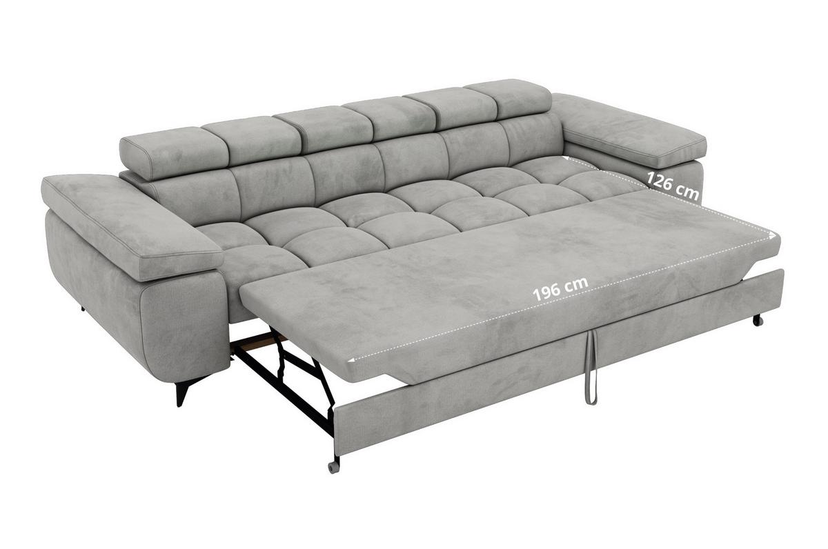 3-SITZER SOFA NIDELLO - Hellgrau Velvet - Hellgrau/Schwarz, Textil/Metall (260/70/97cm) - MKS