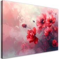 WANDBILD, Rote zarte Blumen - Rot, Textil (120/80cm) - Feeby