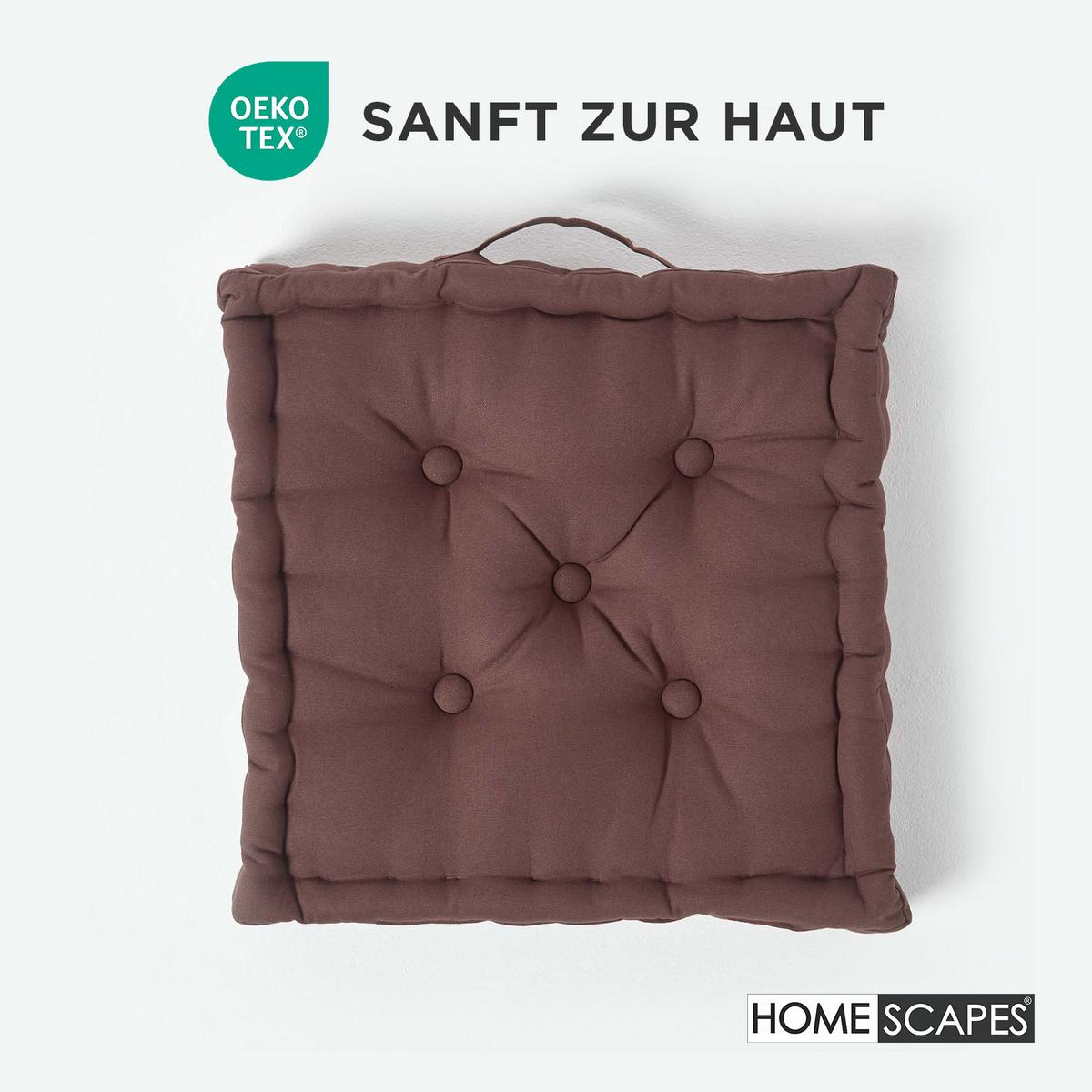 SITZKISSEN braun 40/40/8 cm – Bodenkissen unifarben - Braun, Textil (40/40/8cm) - Homescapes