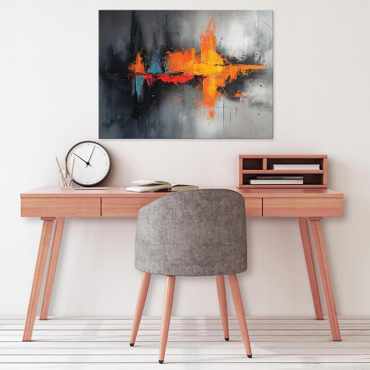 WANDBILD XXL Abstrakt Grau Bunt Modern Wohnzimmer 100x70 - Grau, Holzwerkstoff (100/70cm) - Wallarena