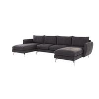 WOHNLANDSCHAFT Elou Graphit Luxusmicrofaser - Chromfarben/Graphitfarben, Textil/Metall (349/87/167cm) - S-Style Möbel