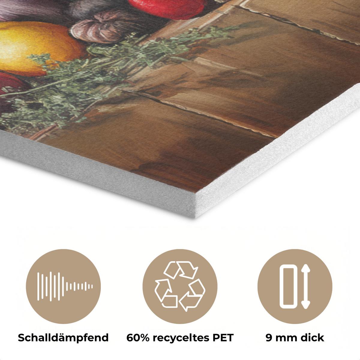 AKUSTIKBILD Stilleben - Kräuter - Gewürze - Früchte - Farbenfroh Kunstdruck Schlafzimmer 50x70 cm - Grün, Kunststoff (50/70/0.9cm) - MuchoWow