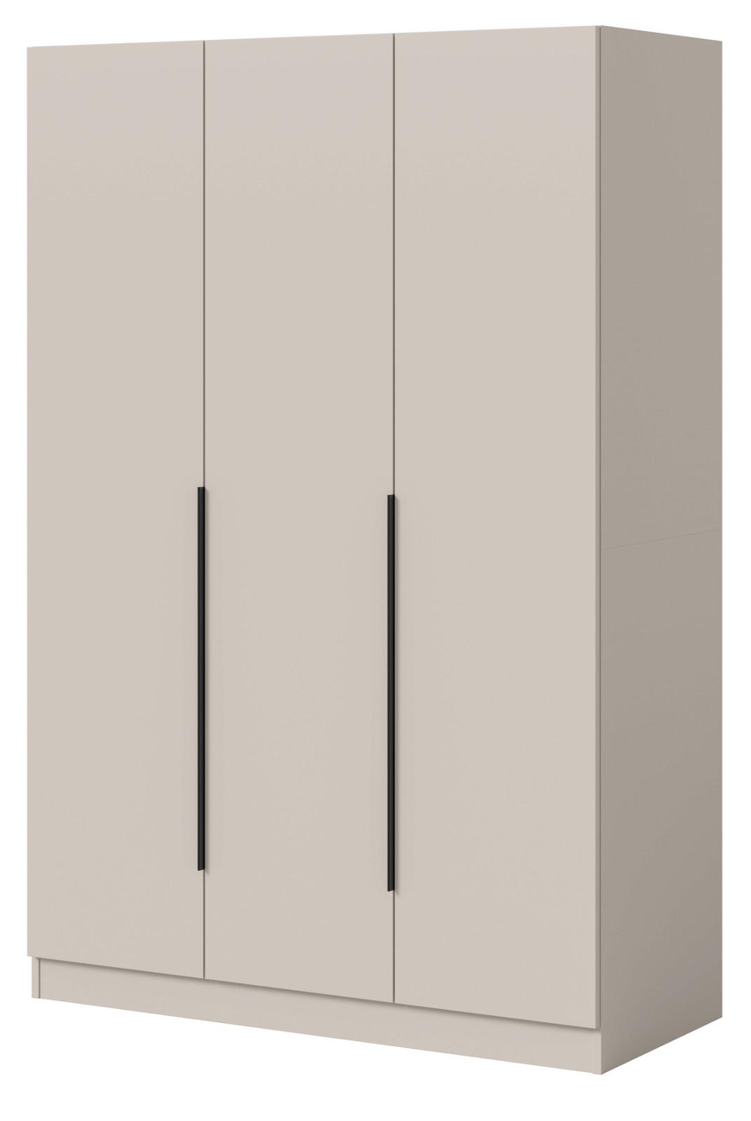 KLEIDERSCHRANK kaschmir 120 x 181 cm, Drehtürenschrank 3-türig mit Einlegeböden - Kaschmir/Schwarz, Holzwerkstoff/Kunststoff (120/181/52cm) - Inn.Furn