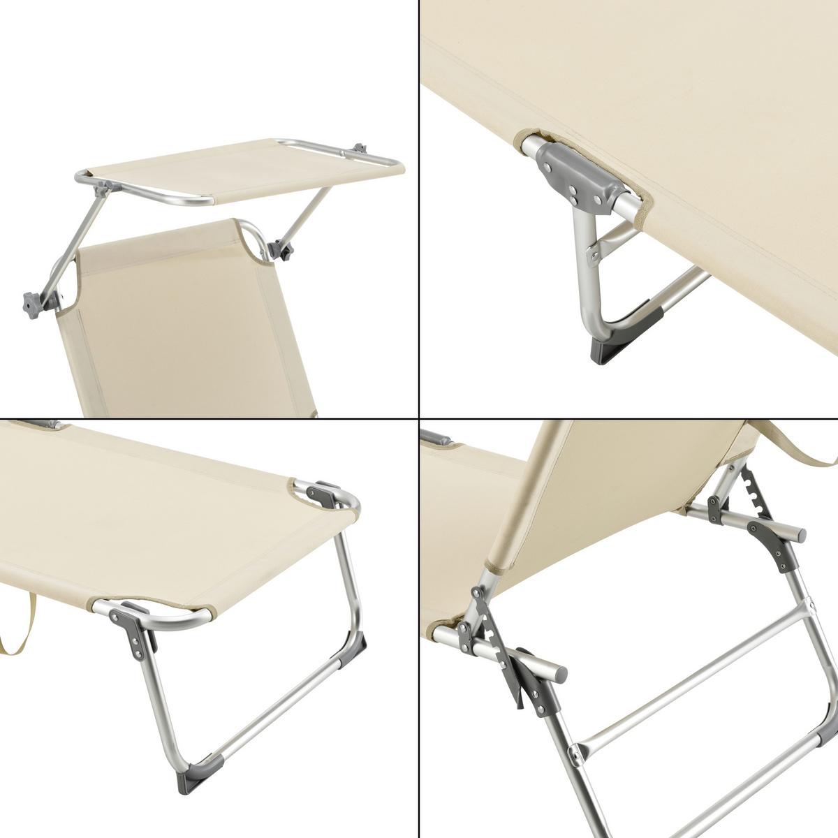 SONNENLIEGE Legorreta - Beige, Textil/Metall (189/28/57cm) - [en.casa]
