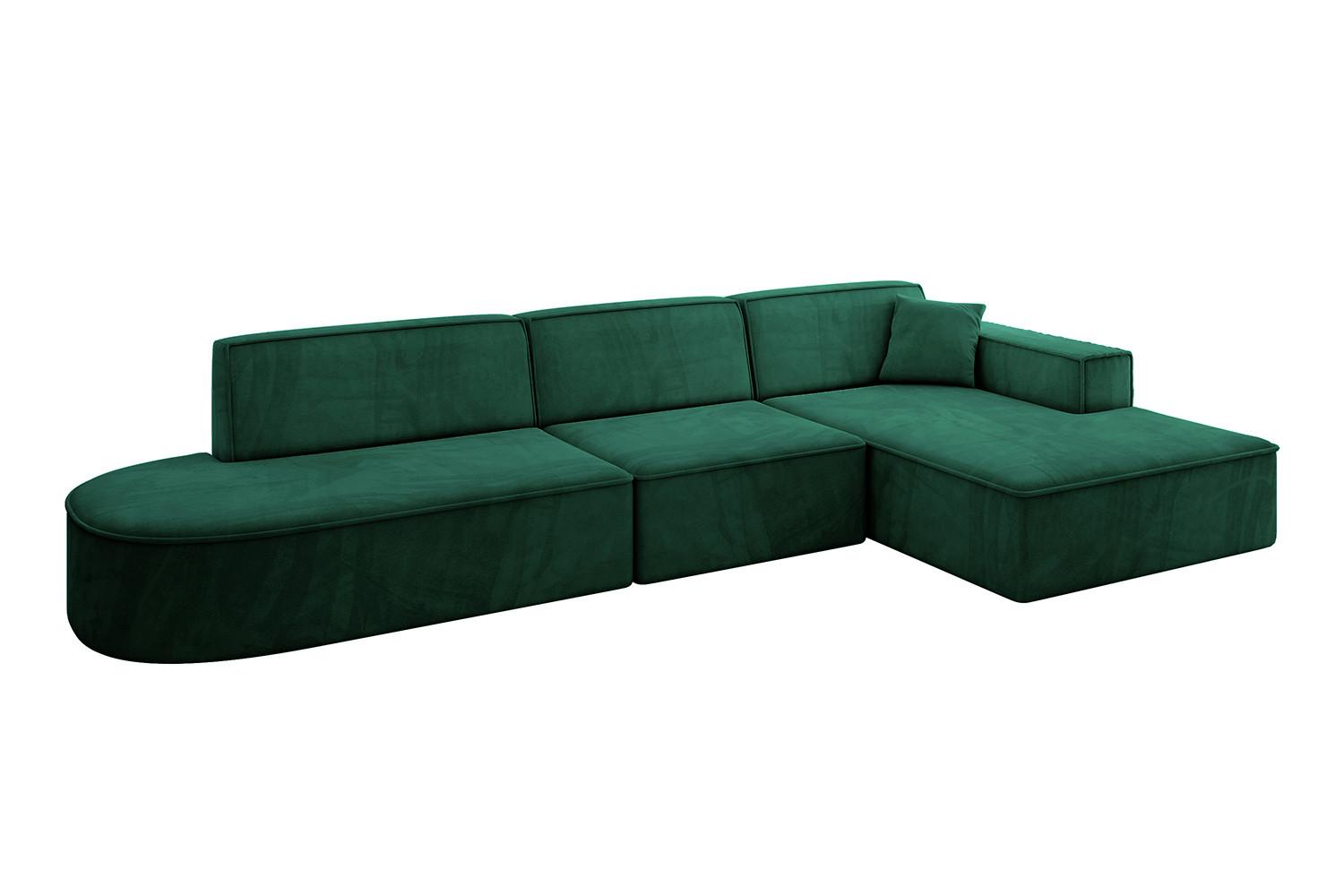 ECKSOFA Ottomane Rechts IREA-L2-v4 - 327x165x77 cm Grün - Dunkelgrün, Holzwerkstoff/Textil (327/165cm) - ALTDECOR