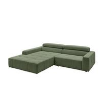 ECKSOFA RENO Grün Cord - Schwarz/Olivgrün, Kunststoff/Textil (258/217cm) - KAWOLA