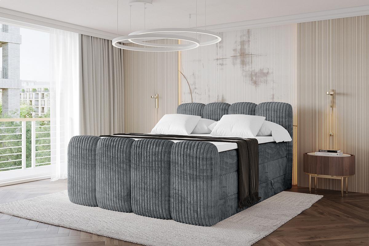 BOXBETT mit Matratze H3|H4 und Lattenrost - NINA-Z KING - 160x200 cm Tila - Dunkelgrau - Schieferfarben, Holzwerkstoff (160/200cm)