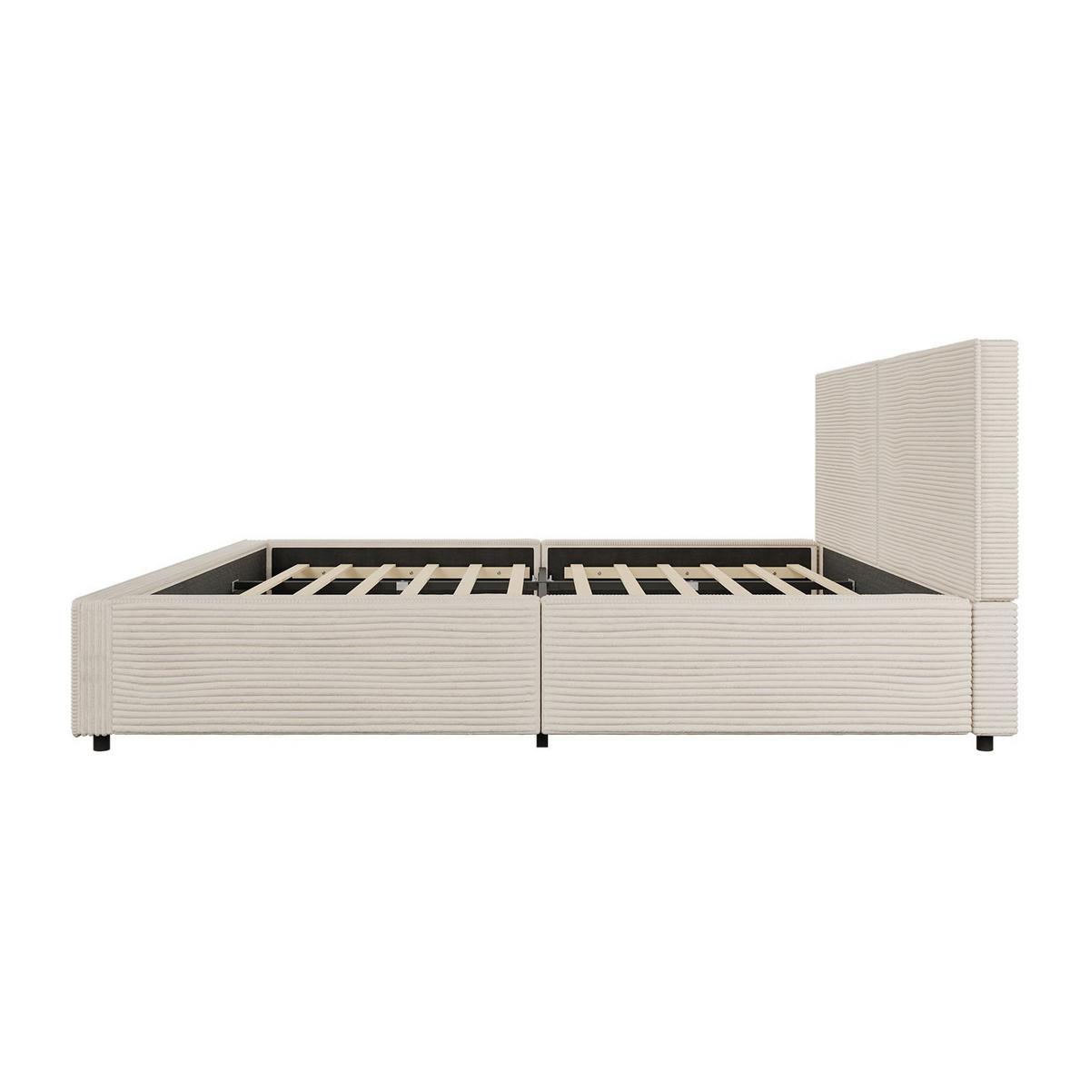 POLSTERBETT Salerno Cord beige 180x200 cm - Beige, Textil (180/200cm) - Juskys