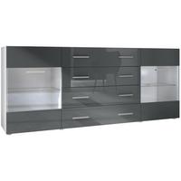SIDEBOARD Carlos Grau Hochglanz - Grau, Holzwerkstoff (166/72/35cm) - Vladon
