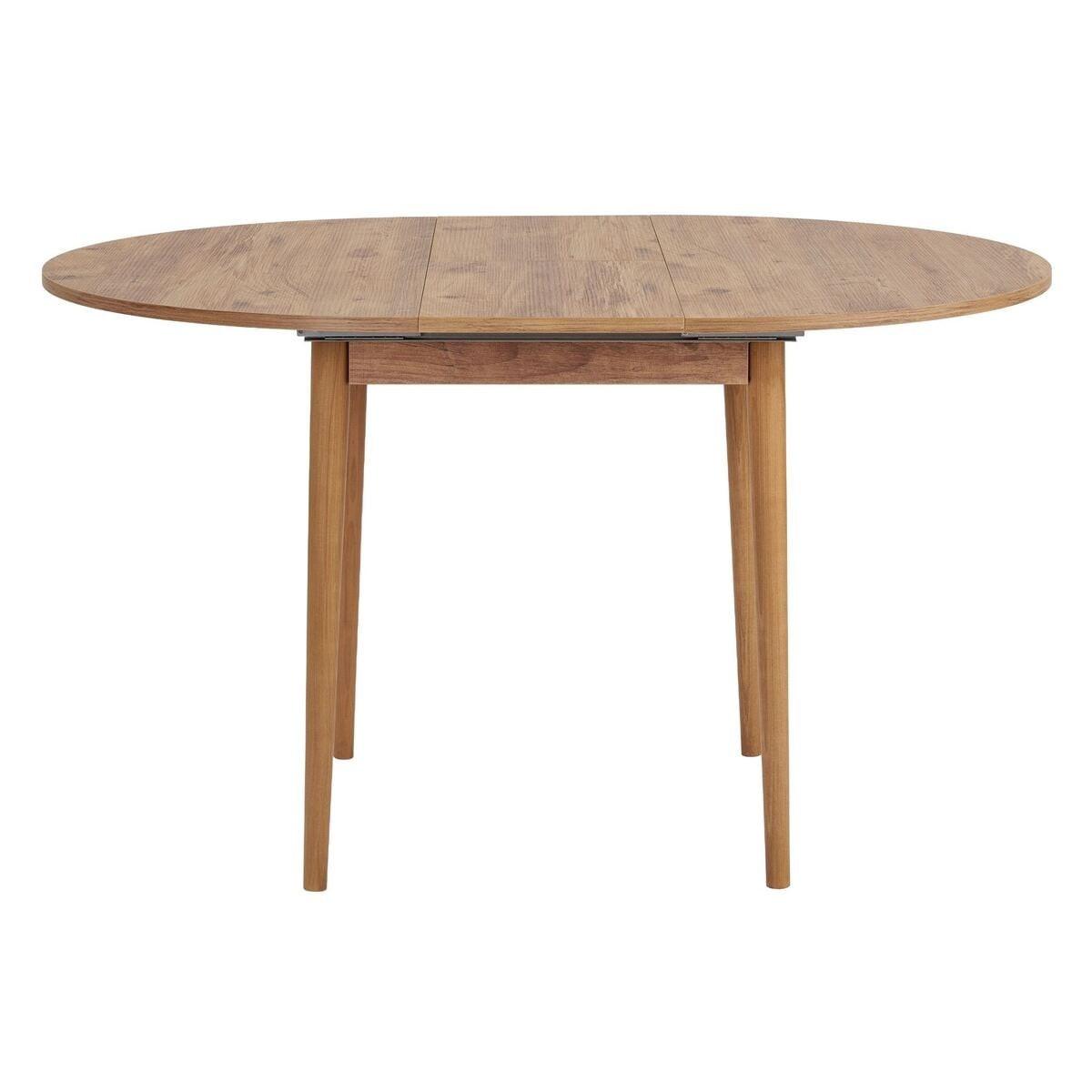 ESSTISCH ausziehbarer von 100 bis 131 cm mit runder Tischplatte 100/100/75 cm - Kieferfarben, Holzwerkstoff (111/100/75cm) - Calicosy