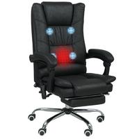 MASSAGE-BÜROSTUHL, Schreibtischstuhl mit Heizfunktion, Fußstütze, Schwarz - Schwarz, Kunststoff (70/118/64cm) - Vinsetto