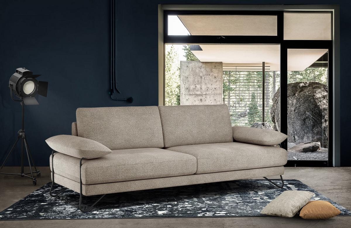 SOFA LORI 3-Sitzer, taupe - Taupe/Schwarz, Holzwerkstoff/Textil (245/87/96cm) - Wozimo