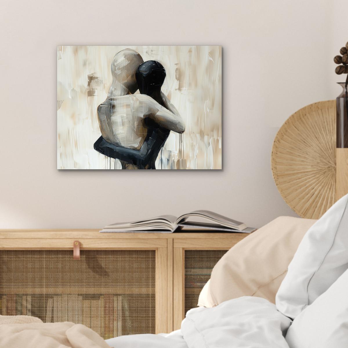 METALLBILD Abstrakt - Liebe - Schwarz und weiß - Modern 40x30 cm - Schwarz, Metall (40/30cm) - MuchoWow