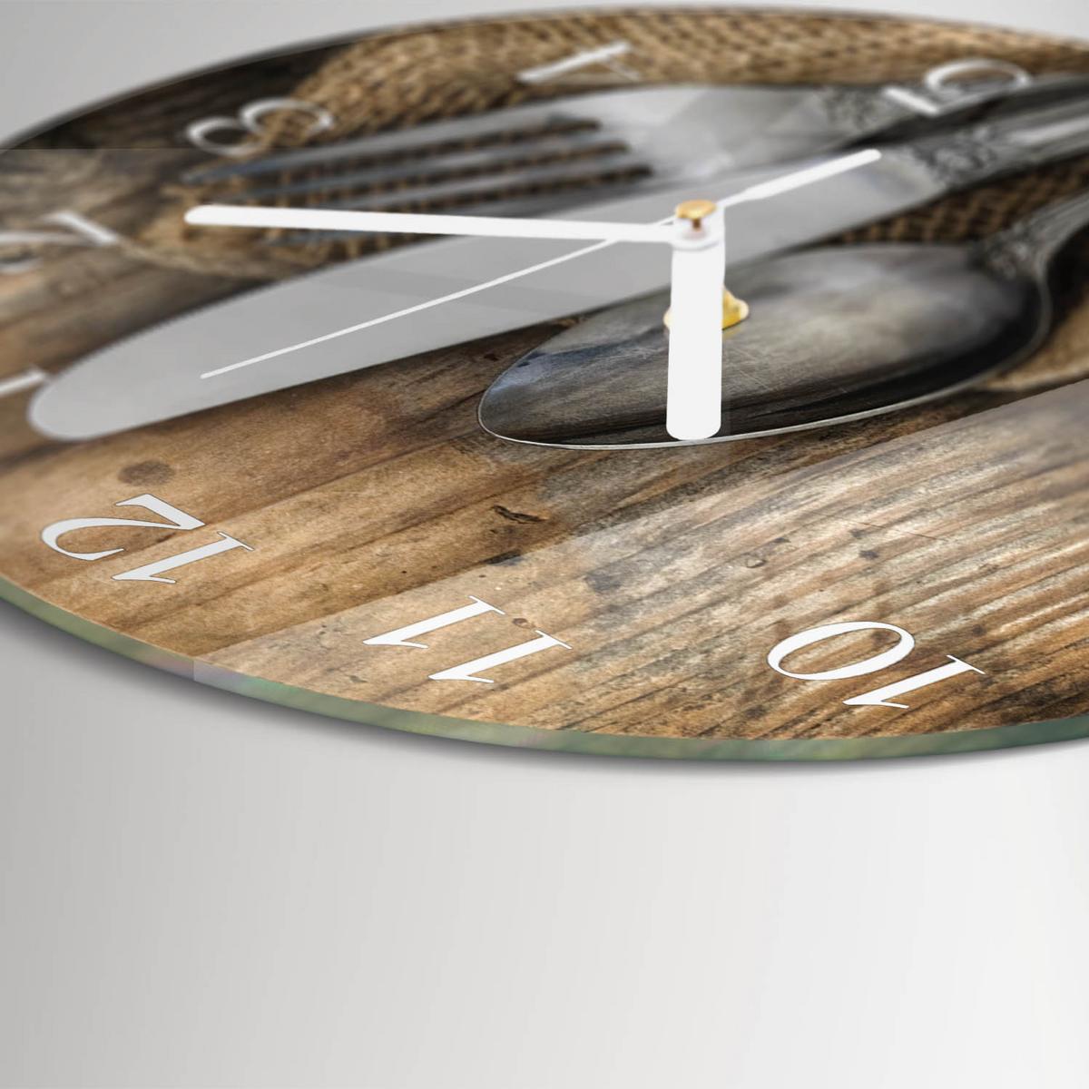 WANDUHR aus Glas Ø30 cm - Besteck - Braun, Glas (30/30/0.4cm) - TULUP