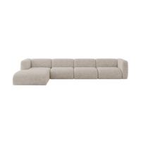 ECKSOFA Ottomane Links MIRA-L3 409x179x70 Beige Velours - Beige/Schwarz, Holzwerkstoff/Kunststoff (409/179cm) - ALTDECOR