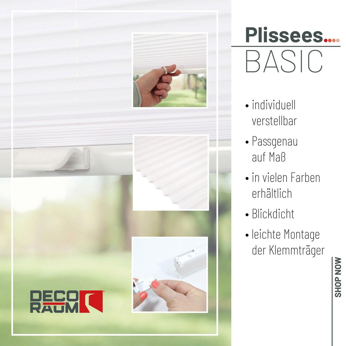 PLISSEE Basic 75 x 210cm Klemmfix ohne Bohren - Weiß, Textil (75/210cm) - Deco-Raum