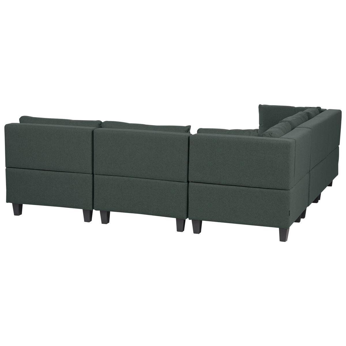 ECKFSOFA Modul 5-Sitzer rechtsseitig Dunkelgrün Stoff Unstad - Schwarz/Grün, Textil (228/228cm) - Beliani