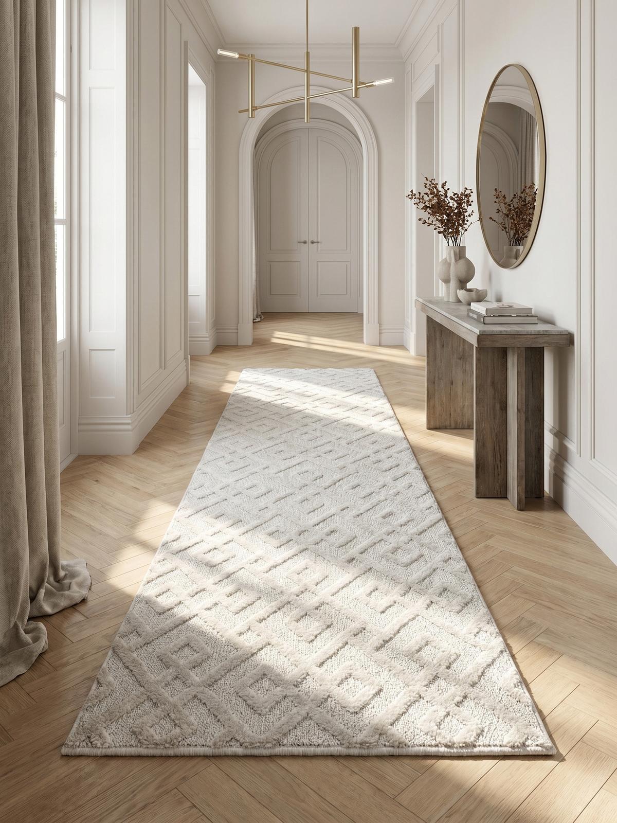 TEPPICH Hochflor EISACK in Creme, geometrisch, 80 x 250 cm - Beige, Textil (250/80cm) - KADIMA DESIGN
