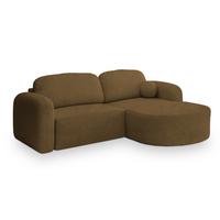 ECKSOFA AMILIA R-S Orange Boucle-Stoff mit Schlaffunktion - Orange, Holz (263/174cm) - MASSENO