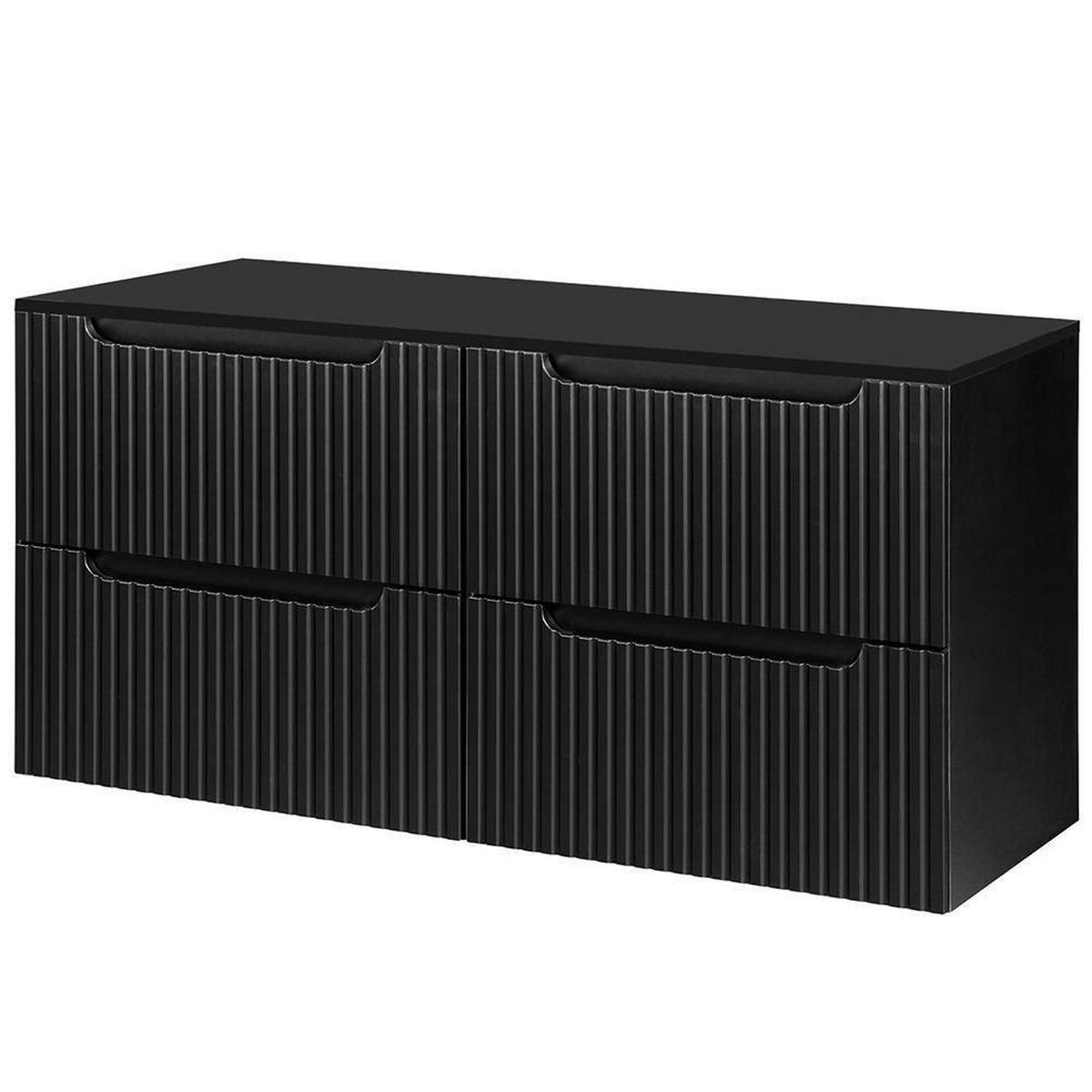 WASCHTISCHUNTERSCHRANK Skelbolu - Schwarz, Holzwerkstoff/Metall (121/60/40cm) - [en.casa]