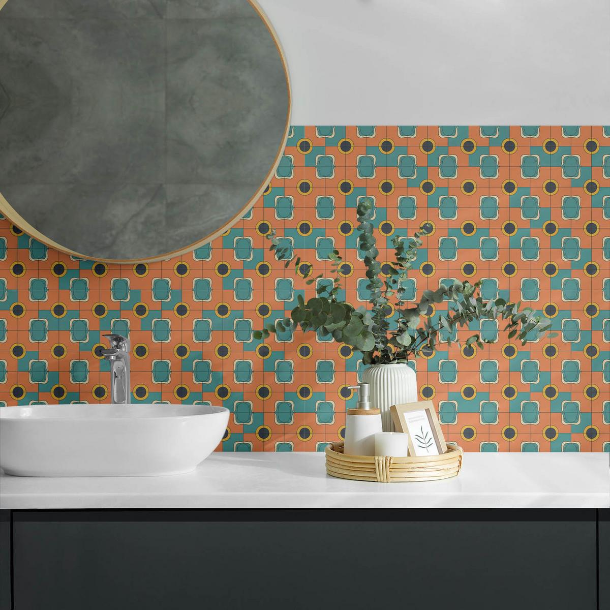 WANDPANEEL 6x 60x30 cm selbstklebend Retrovia - Dunkelorange, Kunststoff (30/1.6/60cm) - Wallfluent