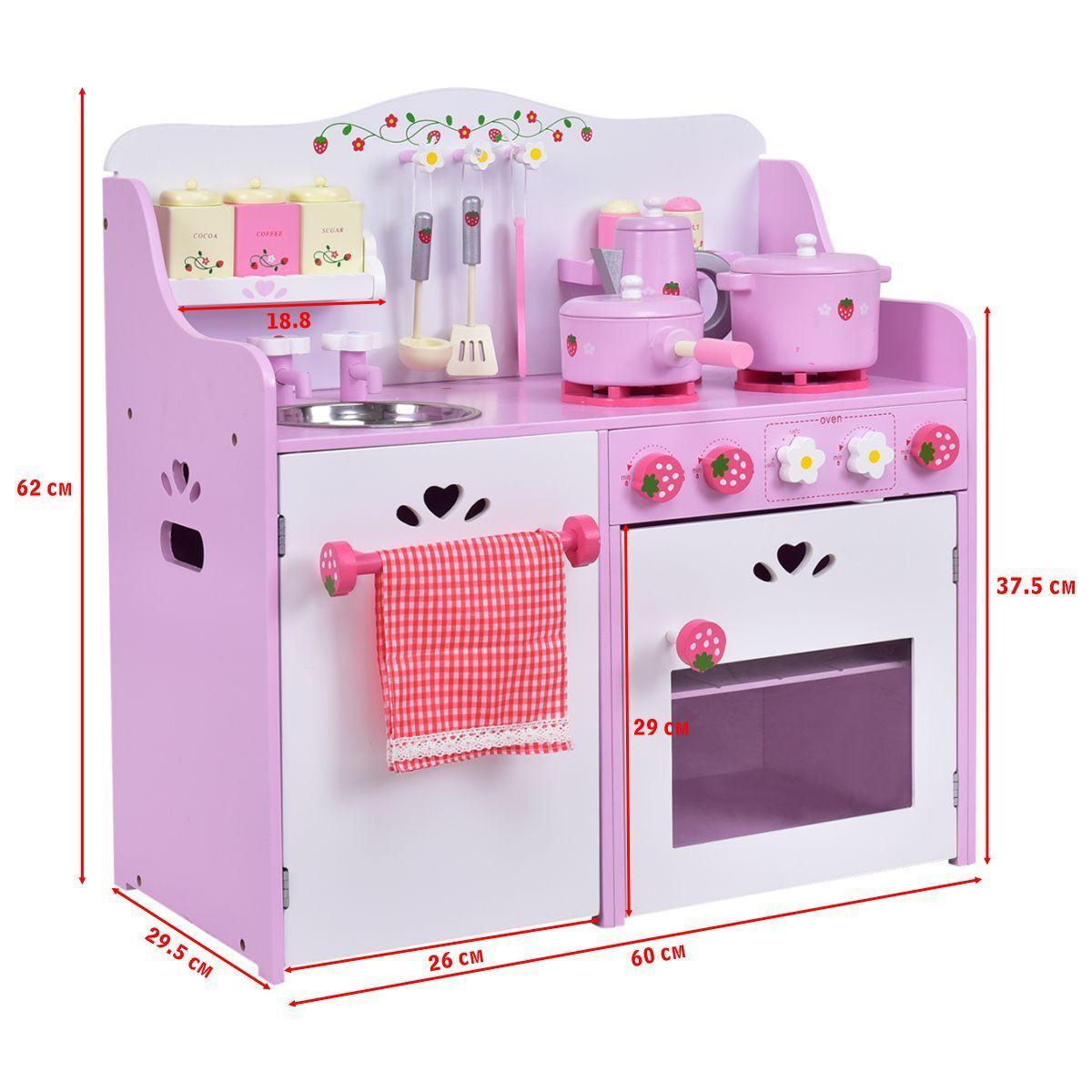 ECK-SPIELKÜCHE Pink - Pink, Holzwerkstoff (60/62/29.5cm) - COSTWAY