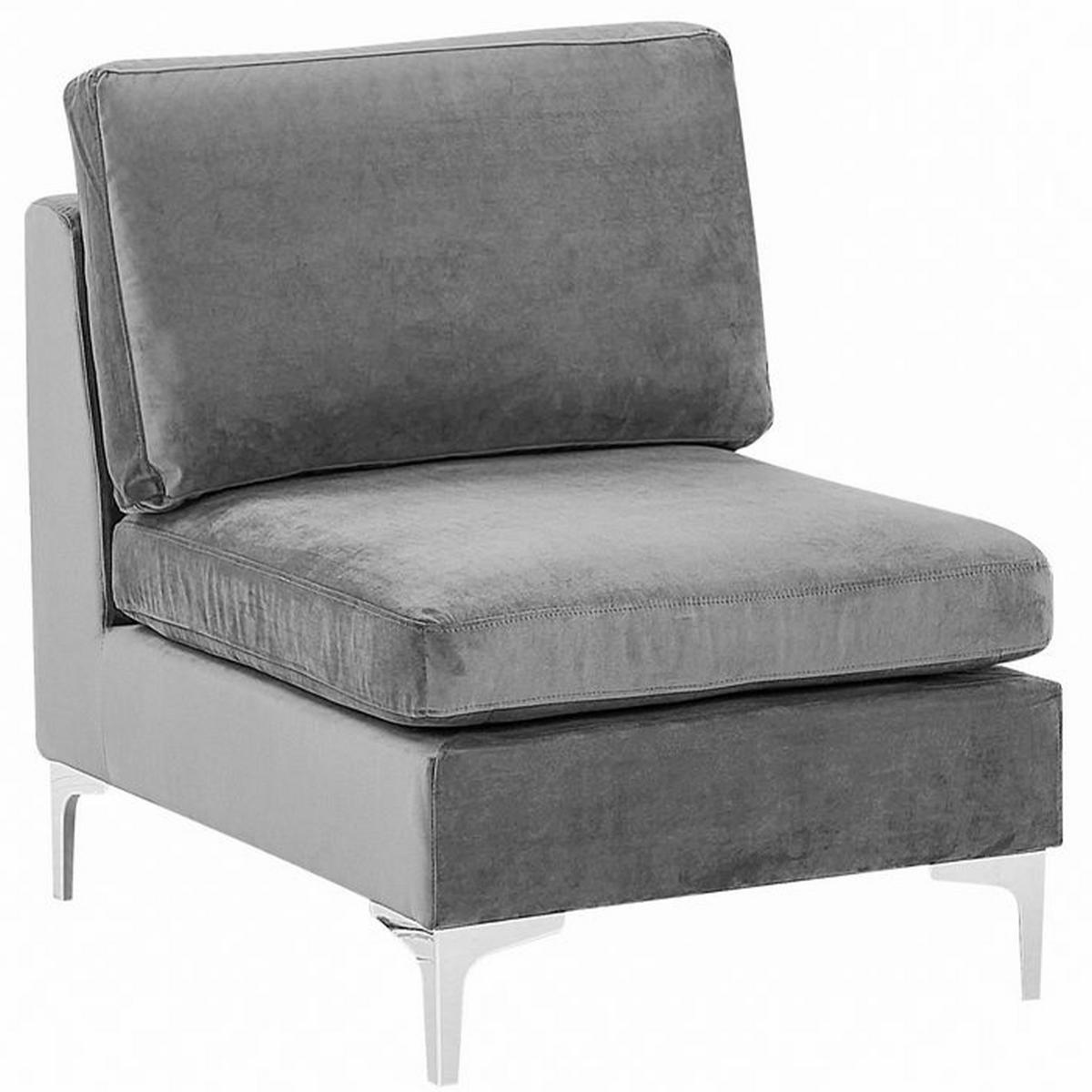 3-SITZER-MODULSOFA Samtstoff grau mit Metallbeinen Evja - Grau, Textil (235/84/85cm) - Beliani