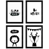 POSTER Set mit 4 „Seien Sie mutig“ Tiere A3 Rahmenlos - Klar, Papier (29.7/3cm) - Nacnic
