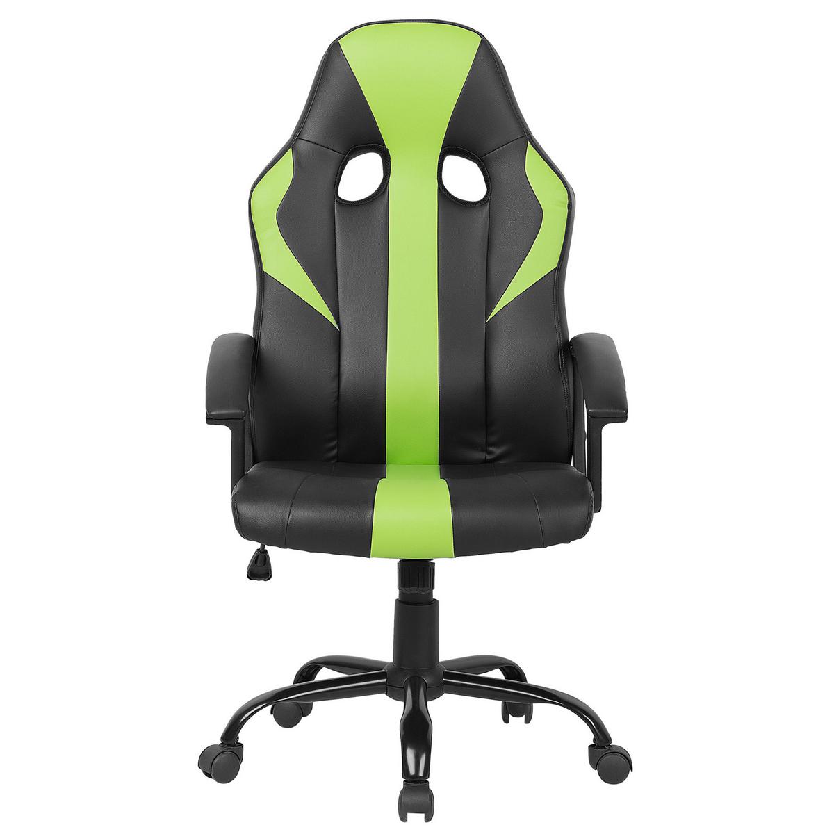 BÜROSTUHL Kunstleder Grün/Schwarz Success - Schwarz, Textil/Metall (60/117/60cm) - Beliani