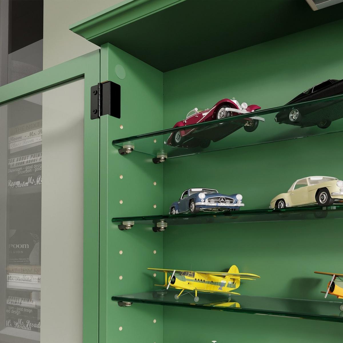 WANDSCHRANK mit Vitrine und Garderobenhaken FSB114-E-SY - Ahornfarben, Fell (68/68.5/13.5cm) - SoBuy