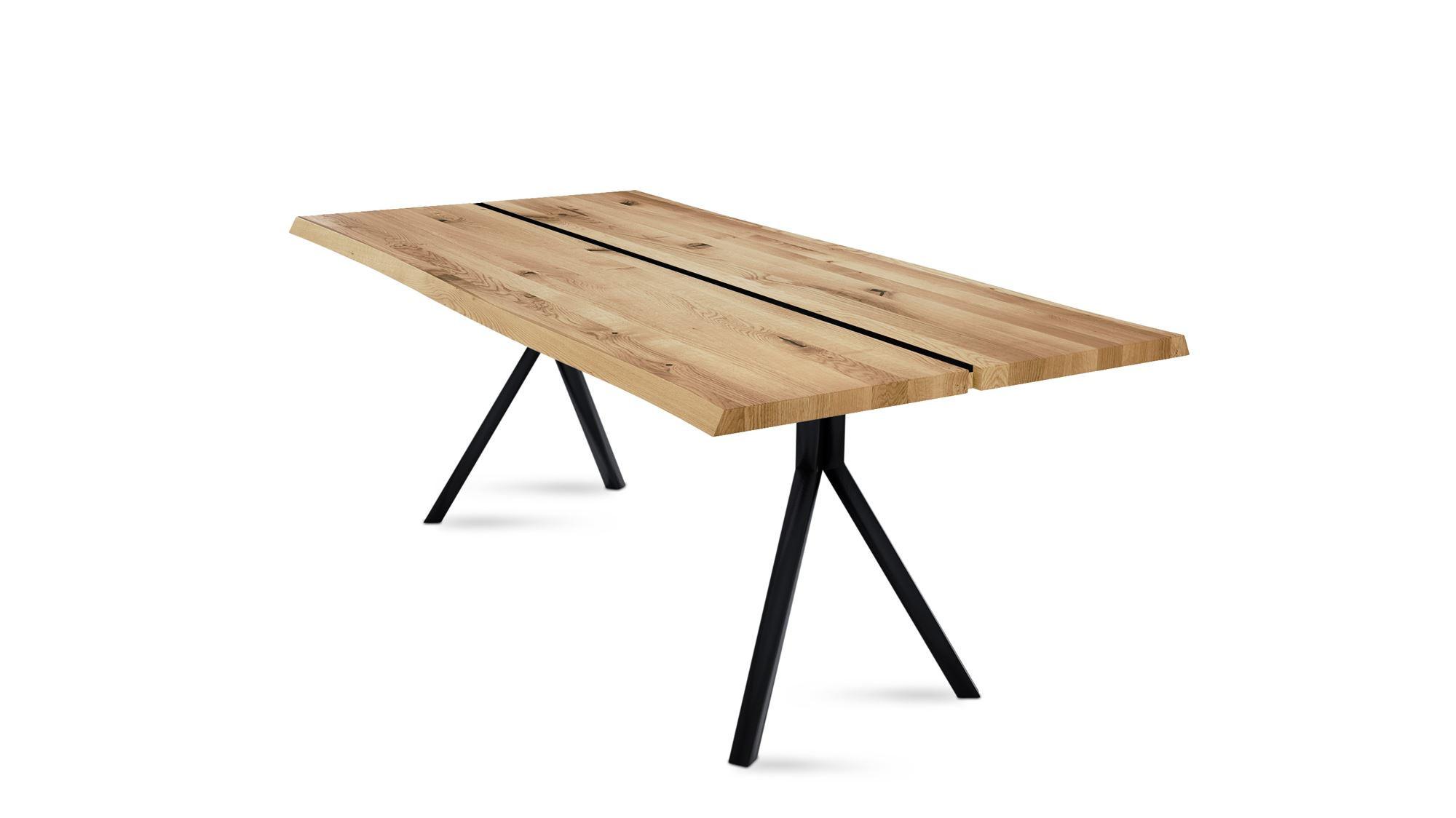 BAUMKANTENTISCH Dannie 10 220x77x100 Massivholztisch Wildeiche geölt - Wildeiche, Holz (220/77/100cm) - 58aufmkessel