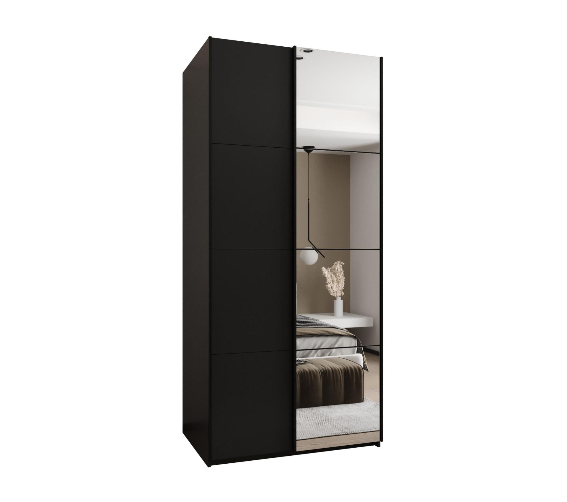 SCHWEBETÜRENSCHRANK 245,5/110/64 2-türig - Schwarz, Holz/Metall (110/245/64cm) - Abiks Möbel