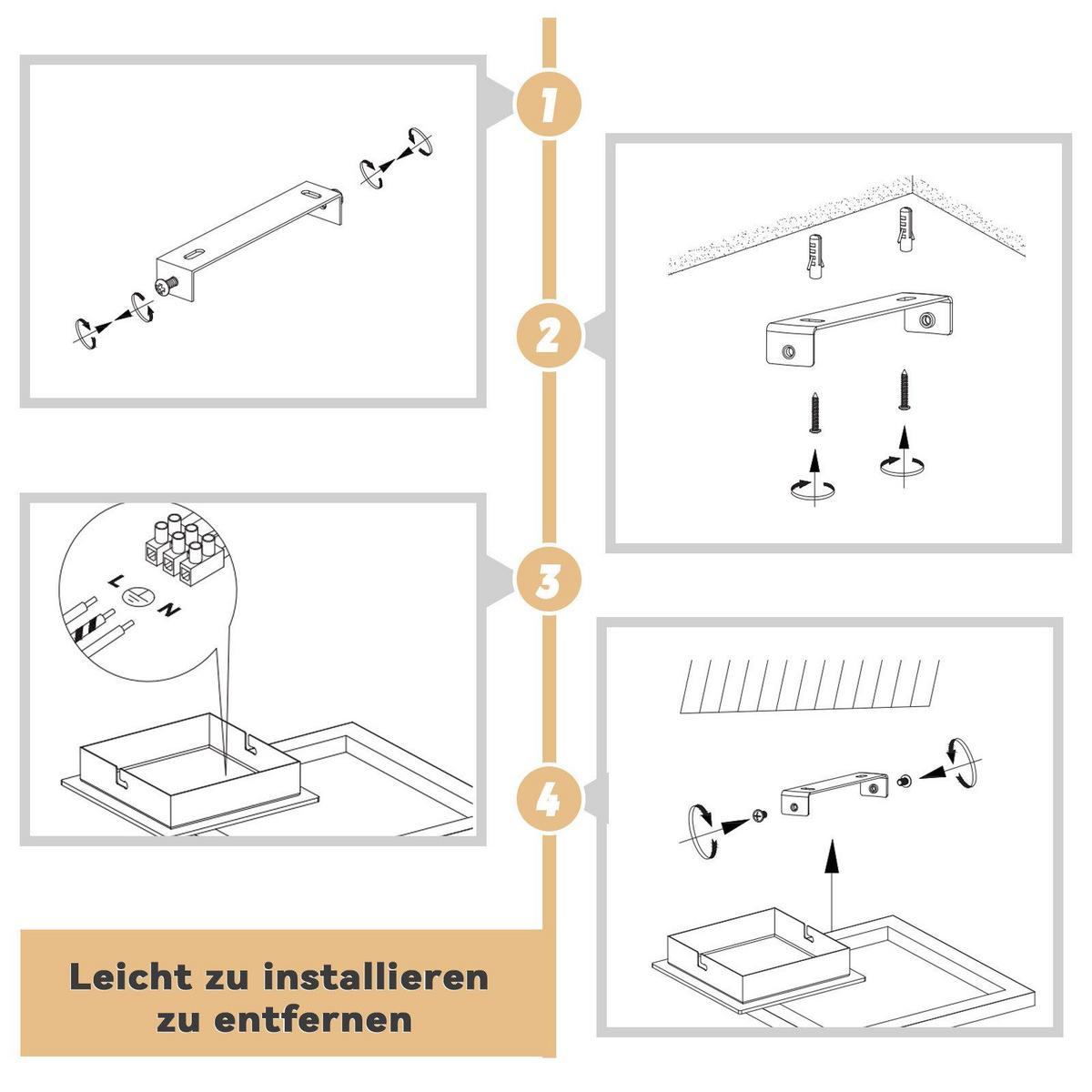 LED-DECKENLEUCHTE Frazier 23.2/23.2/4.1 cm - Schwarz, Metall (23.2/23.2/4.1cm) - Nettlife