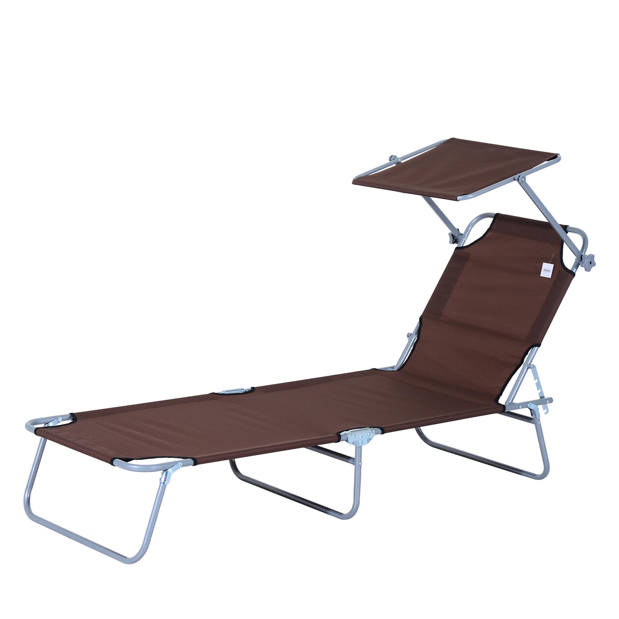 SONNENLIEGE mit Sonnenschutz, Braun - Braun, Metall (58/36/187cm) - Outsunny