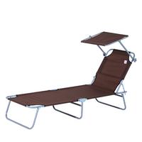 SONNENLIEGE mit Sonnenschutz, Braun - Braun, Metall (58/36/187cm) - Outsunny