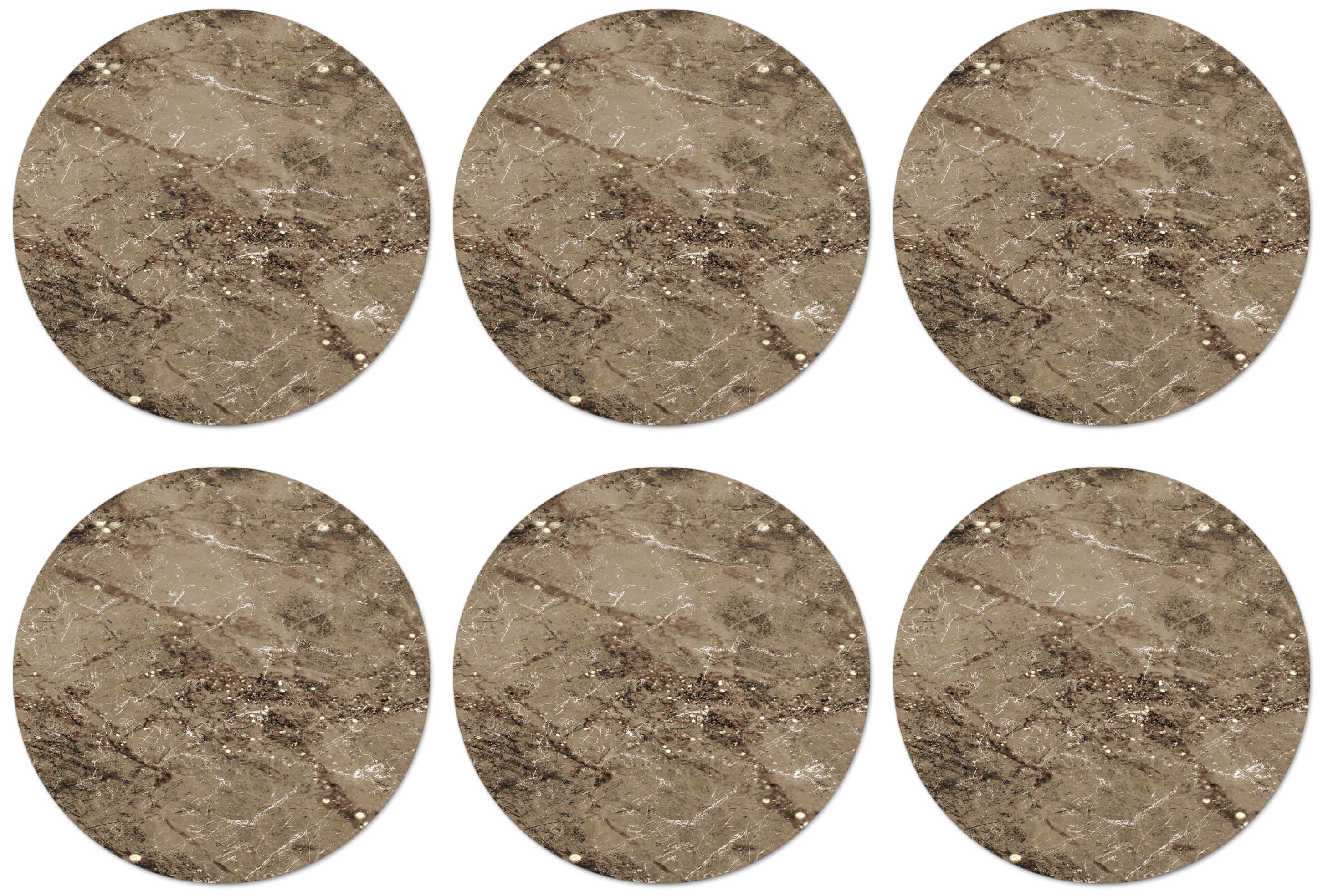 GLASUNTERSETZER Marmor - Braun - Glitter Telleruntersetzer 10x10 cm - Braun, Naturmaterialien (10/0.2cm) - MuchoWow