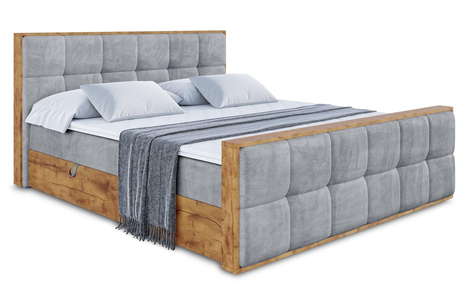 BOXBETT mit Matratze H3 und Lattenrost - LOLLI7-Z - 200x200 - Grau Casablanca - Grau, Holzwerkstoff (200/200cm) - ALTDECOR
