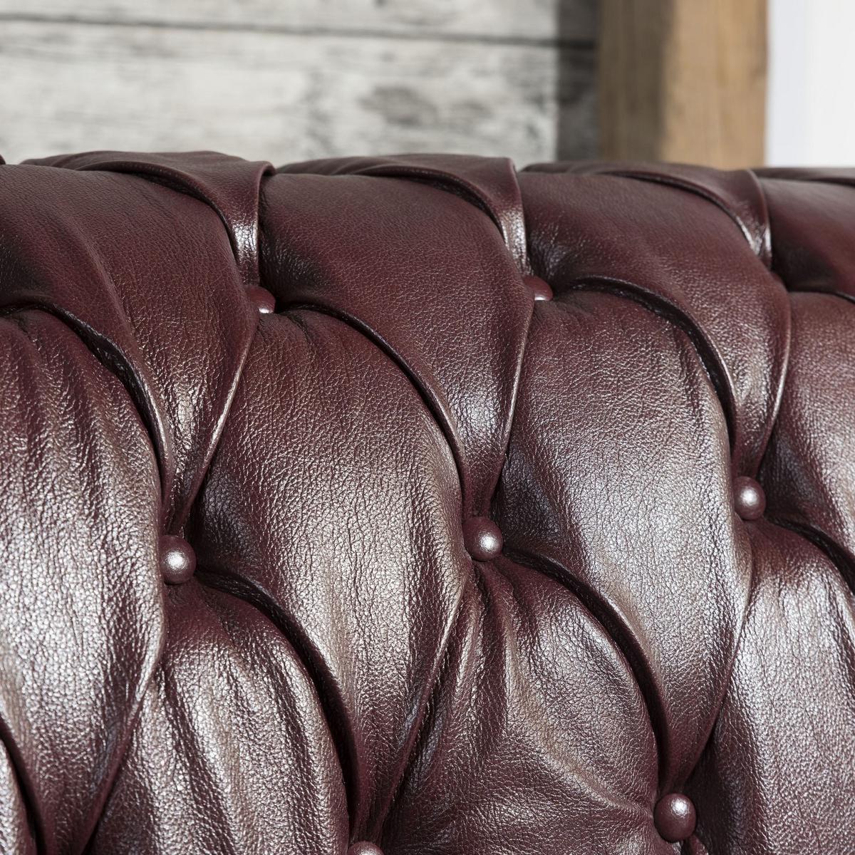 COUCHGARNITUR Chesterfield 3-2-1 Kalea Bezug Wischleder Echtleder Rot - Rot, Leder (98/76/98cm) - 58aufmkessel