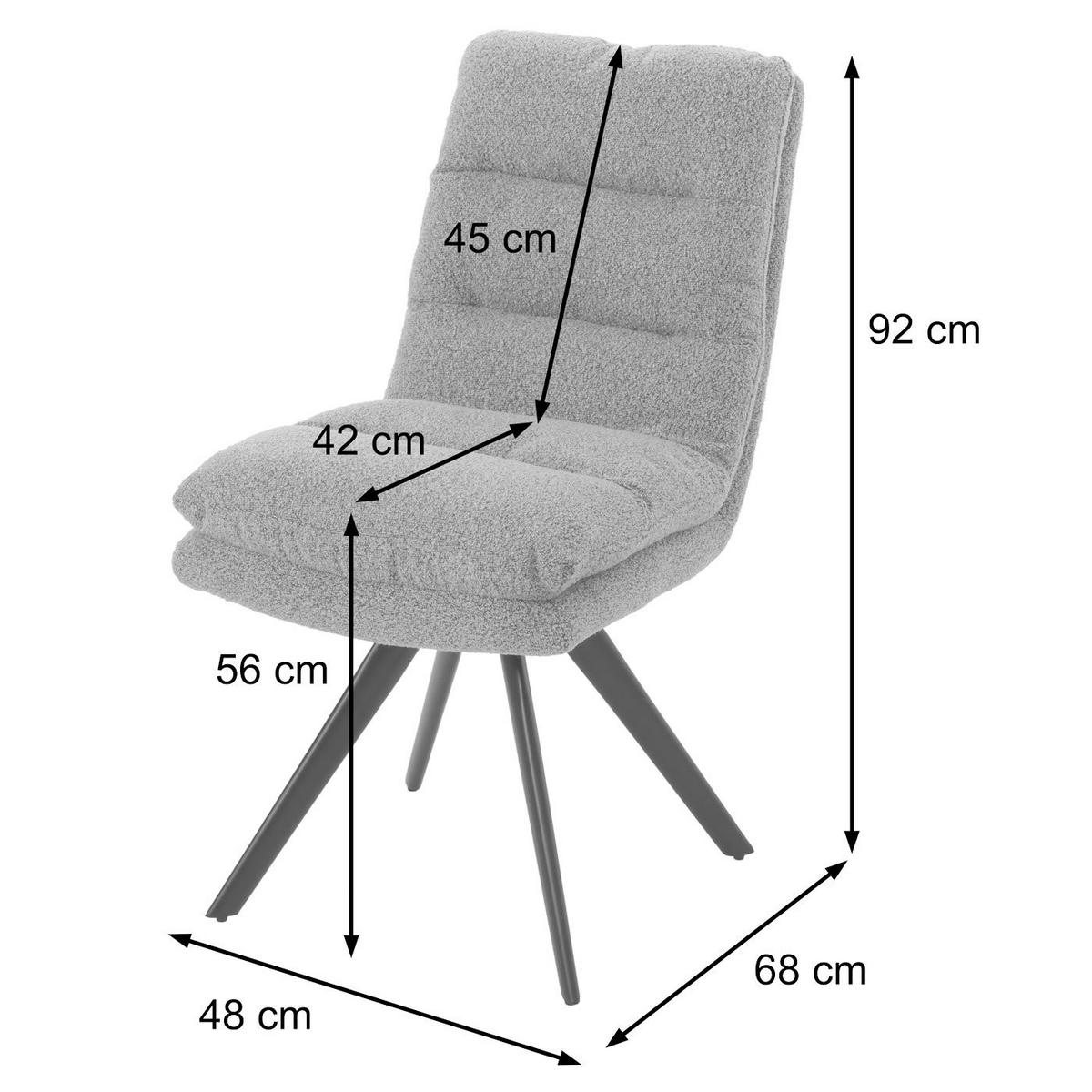 ESSZIMMERSTUHL Grau 6er-Set - Hellgrau/Grau, Textil (48/92/68cm) - MCW