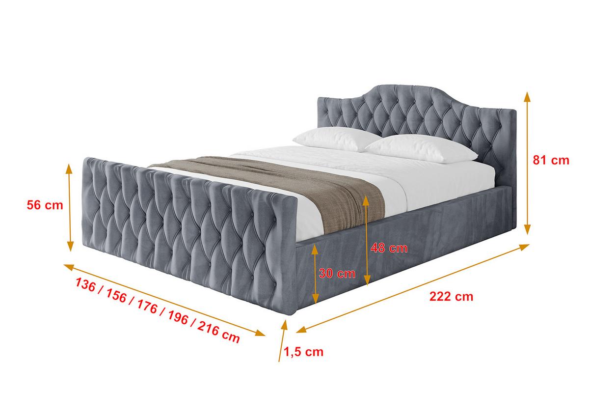 POLSTERBETT mit Bettkasten, Fußteil und Lattenrost, Boxbett mit Matratze H3/H4 - FALIO-Z-V1 120x200 Grau - Grau, Holzwerkstoff/Textil (120/200cm) - ALTDECOR