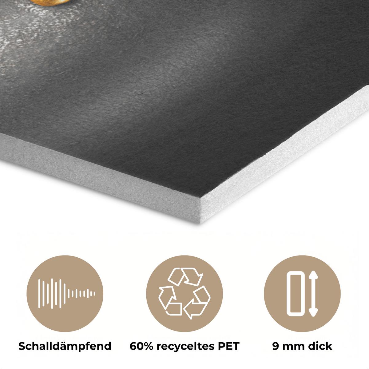 AKUSTIKBILD Frau - Schwarz - Gold - Gesicht - Lippen Kunstdruck Schlafzimmer 50x70 cm - Goldfarben, Kunststoff (50/70/0.9cm) - MuchoWow