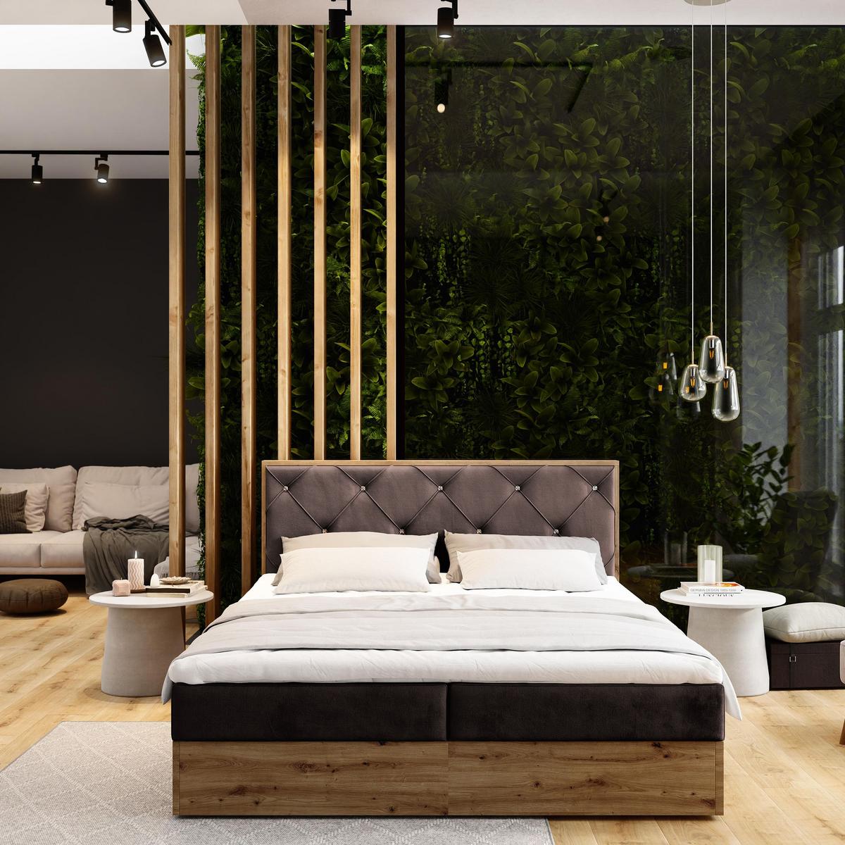 BOXBETT FOSCO 140x200 cm mit Matratze und Topper - Braun - Braun, Holz (140/200cm) - MASSENO