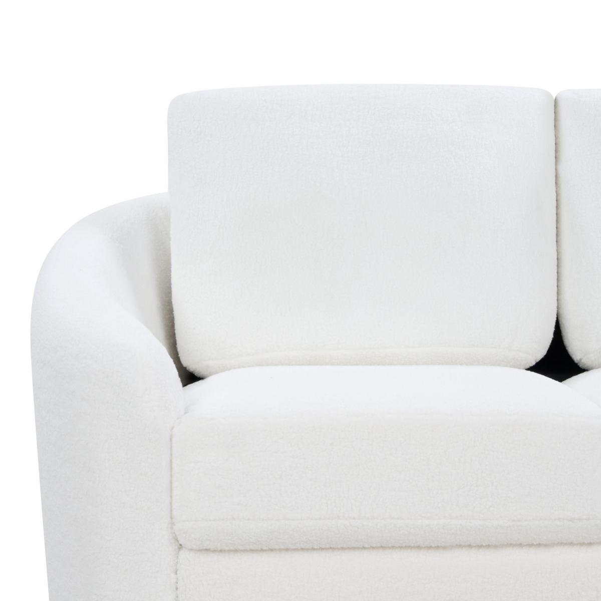 3-SITZER-SOFA Bouclé weiß/gold Trosa - Goldfarben/Weiß, Textil (203/88/86cm) - Beliani