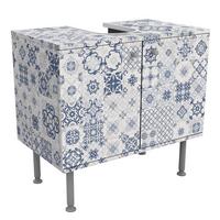 WASCHBECKENUNTERSCHRANK Keramikfliesen Agadir blau 60/55/35 cm - Blau, Holzwerkstoff (60/55/35cm) - Bilderwelten