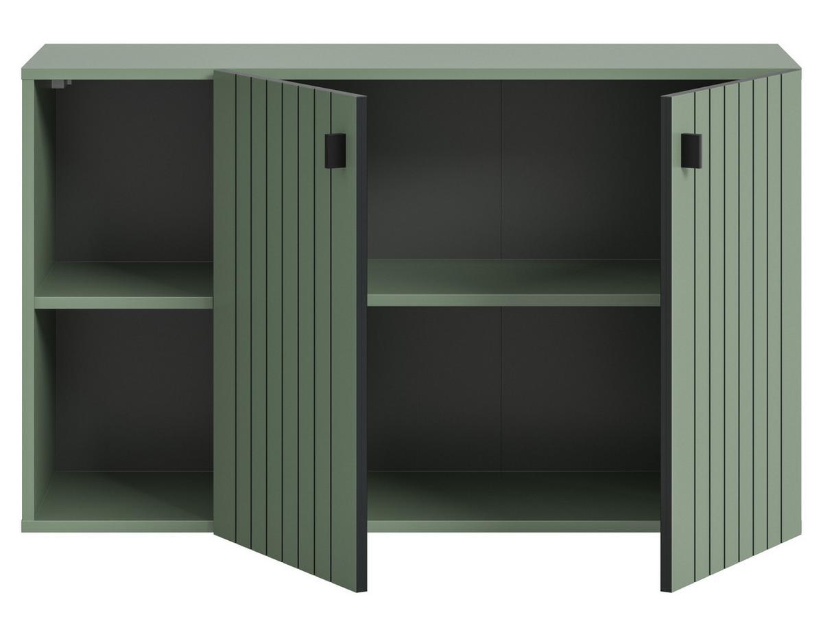 SCHUHSCHRANK grün mit Rillen 106 cm, Flurkommode hängend - Schwarz/Grün, Holzwerkstoff/Metall (106/63/37cm) - Inn.Furn