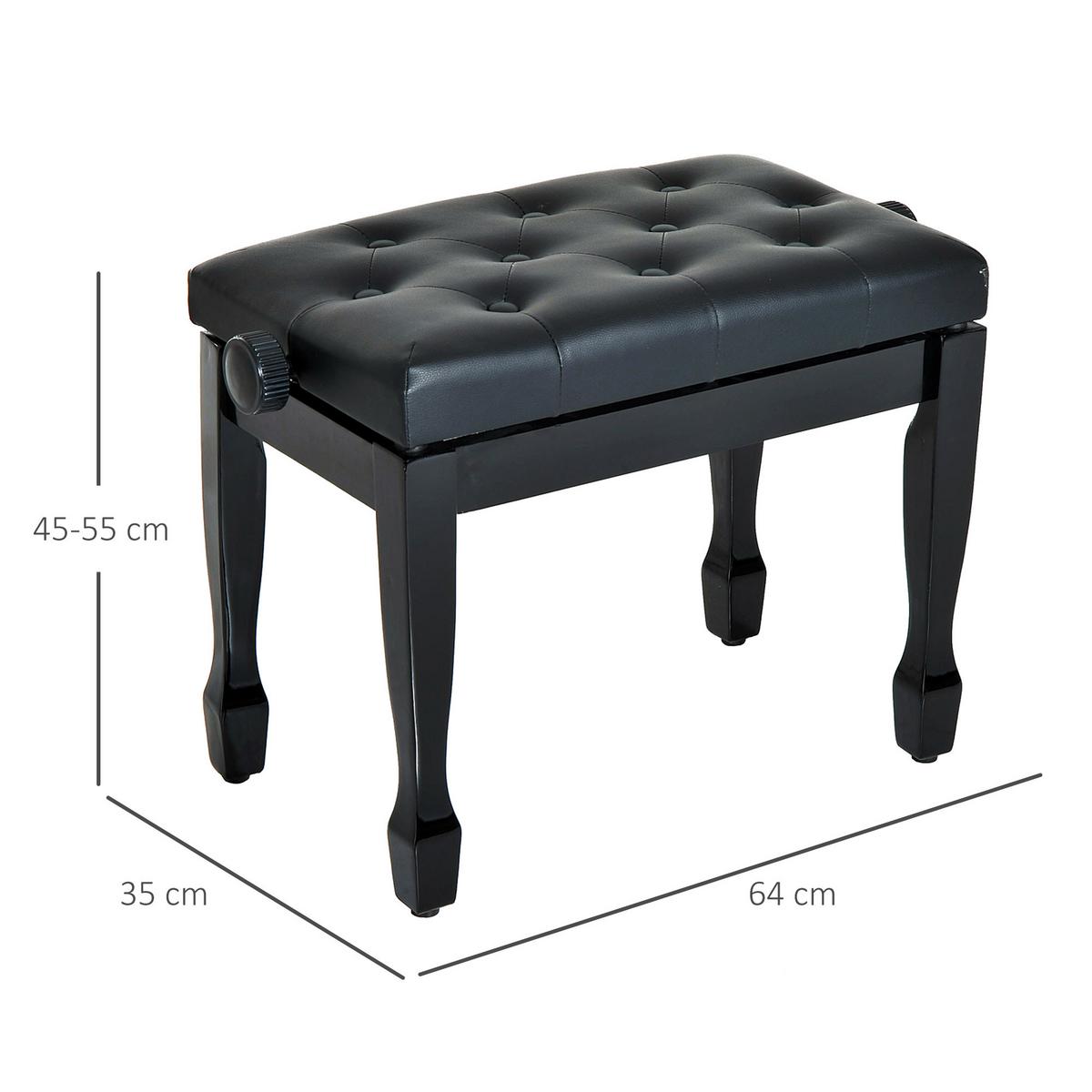 KLAVIERHOCKER Klavierbank höhenverstellbar Üben von Musikinstrumenten Hocker - Schwarz, Holz (35/55/64cm) - HOMCOM