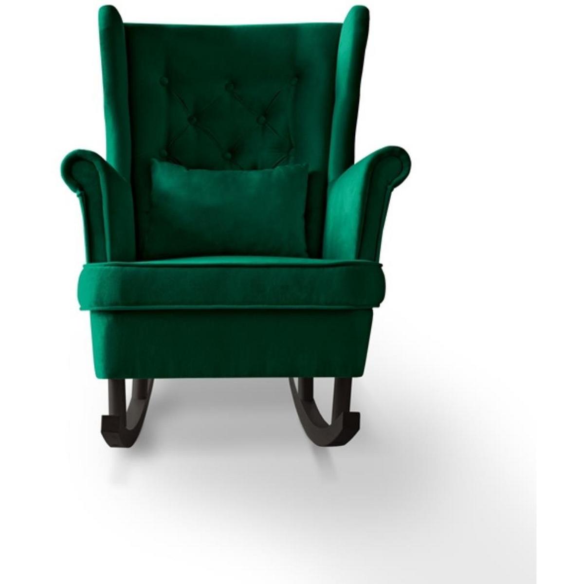SCHAUKELSTUHL Fabio grün mit Wenge Beinen - Wengefarben/Dunkelgrün, Textil (82/103/108cm) - Beautysofa