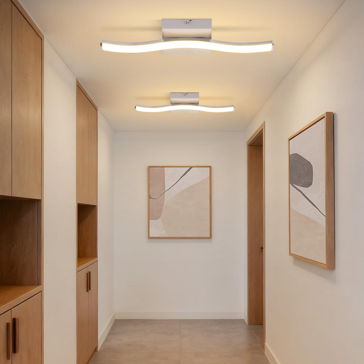 LED DECKENLEUCHTE Nimbus 34.5/7/5.5 cm - Silberfarben, Kunststoff (34.5/7/5.5cm) - ZMH